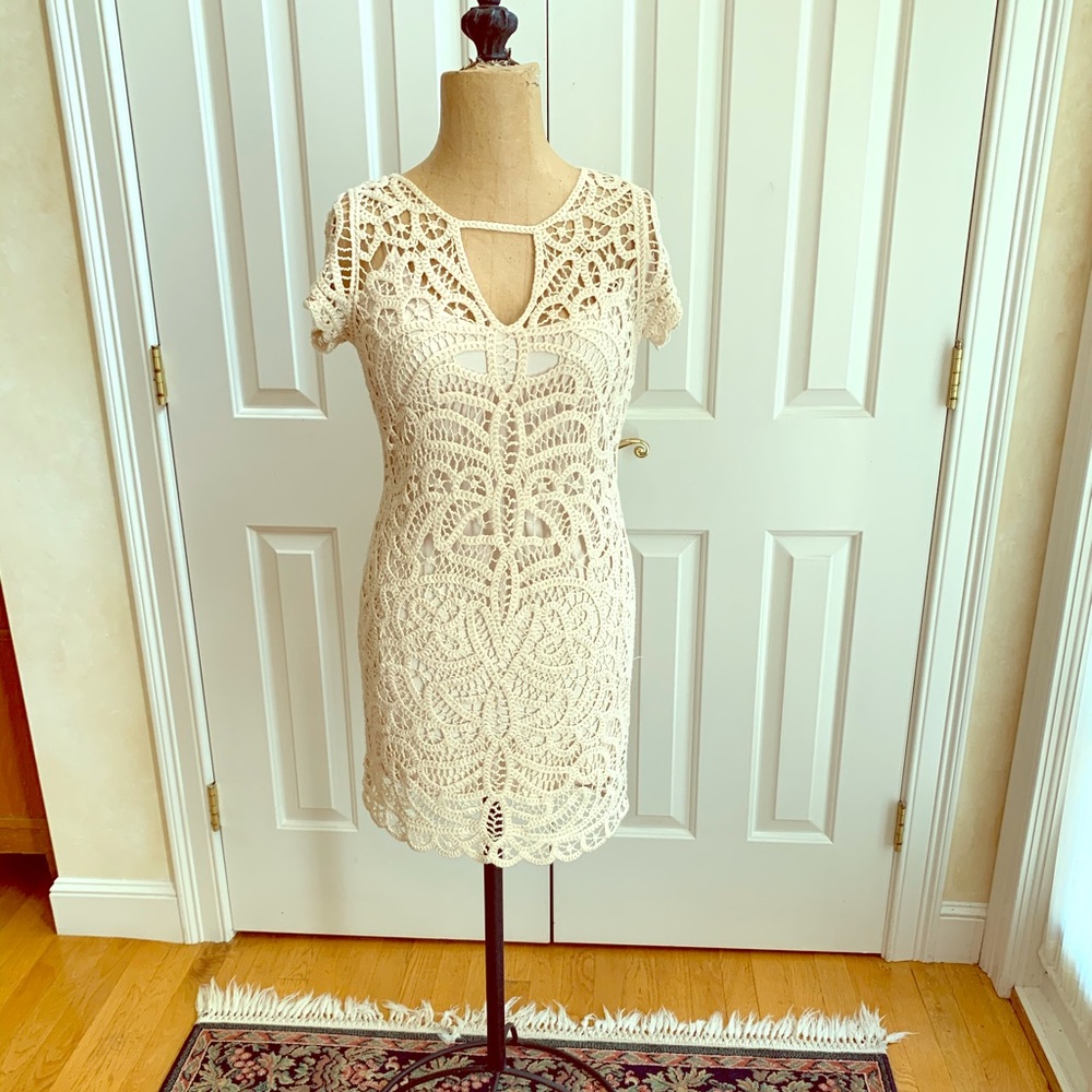 Natural colored crocheted dress